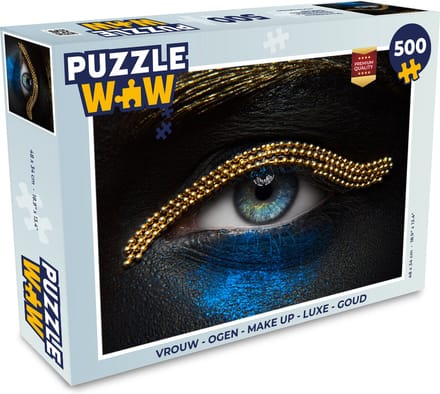 Puzzel Vrouw - Ogen - Make up - Luxe - Goud - Legpuzzel - Puzzel 500 stukjes