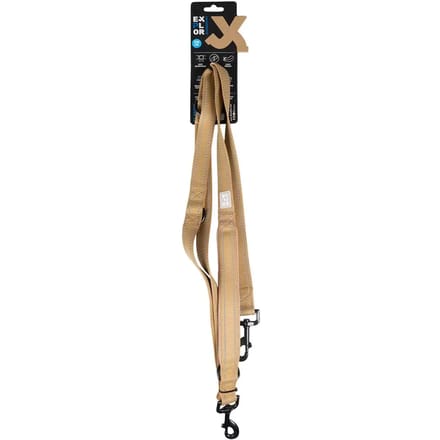 duvoplus EXPLOR Ultimate Fit Trainingslijn Hond - 4 Gebruiksmogelijkheden met 2 Musketonhaken - Reflecterend - 220cm x 25mm - Honey Gold