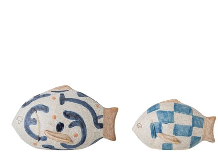 Bloomingville Decoratie aardewerk blauw Eviaya - set van 2