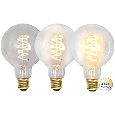 3 standen - G95 bol - E27 - 4W - Super Warm Wit <2200K - Filament - Helder