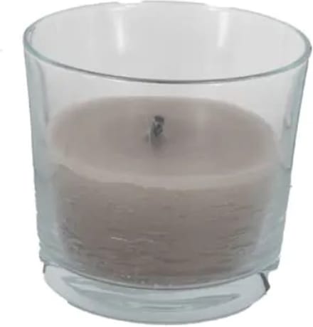 Cactula leuke buitenkaars in glas | Stone | 14,5 x 12 cm | met extra dikke brandlont - S