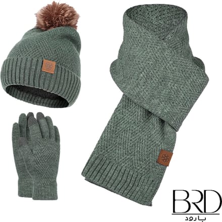 BRD® Winterset met Wol Groen - Warme Muts Sjaal Handschoenen - Unisex