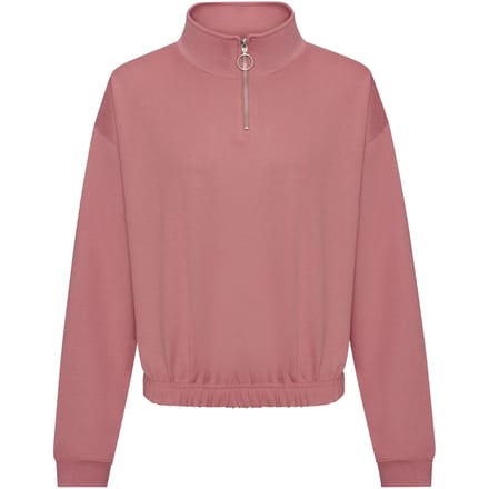 Vegan Women´s Cropped 1/4 Zip Sweater Dusty Rose - L