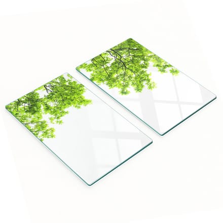 Keukenplanken van gehard glas met afbeeldingen, 2 stuks, eikenbladeren, 2x30x52 cm