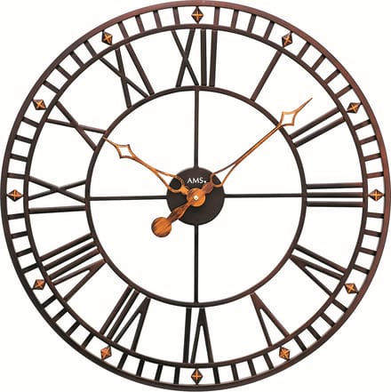 AMS W9537 - Wandklok - Analoog - Metaal - Bruin