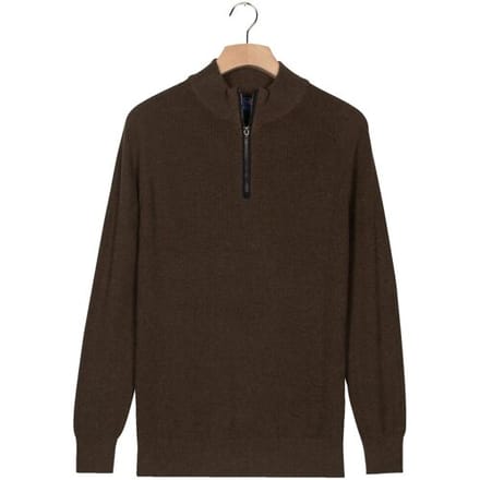 Baileys Trui Uni Color Cotton Half Zip Half Cardigan Knit Bruin / male