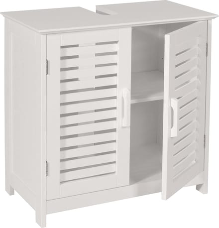 Badmeubel MCW-B41, badmeubel met opbergvak, bamboe MDF 60x60x30cm MVG ~ wit