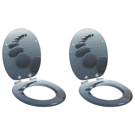 Ensemble de siège de toilette à fermeture douce (2 pcs) Panneau MDF Gris 44 x 38 cm