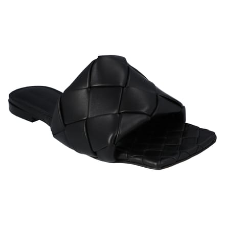 Bottega Veneta Lido Platte Sandalen zwart