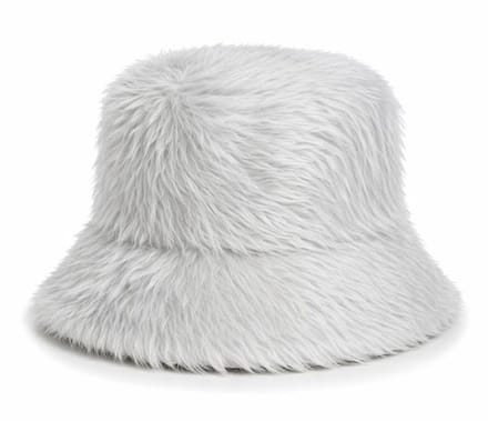 Bucket Hat Pluche Bont - Wit - Vissershoedje - Volwassenen - One Size - Unisex
