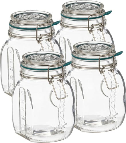 5Five Weckpot/inmaakpot Jarro - 4x - 750 ml - glas - beugelsluiting - D12 x H16 cm
