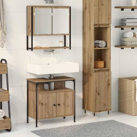 vidaXL - Badkamermeubel - Set - 2 - st - Bruin - Bewerkt - hout