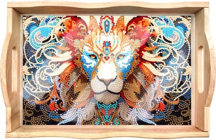 Dienblad 07 - Leeuw - Diamond painting - compleet pakket - Diamond painting by Wietske