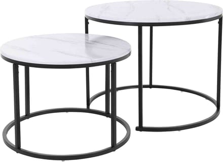 HS Collection Bijzettafel set - 2-delig - wit marmer - 45 cm