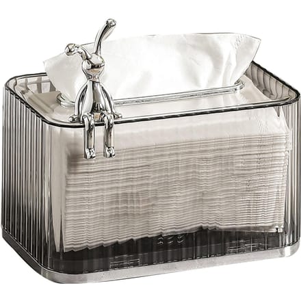 Tissueboxhouder Grote Opening Zelfliftende Veer Thuis Tissue Dispenser voor Badkamer Wastafel Ash Body Silver Bottom white