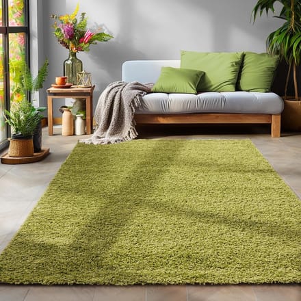 Basic Shaggy vloerkleed Groen Hoogpolig- 120x170 CM