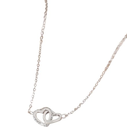 Hartjes Ketting Pavé met Kristallen - Zilver