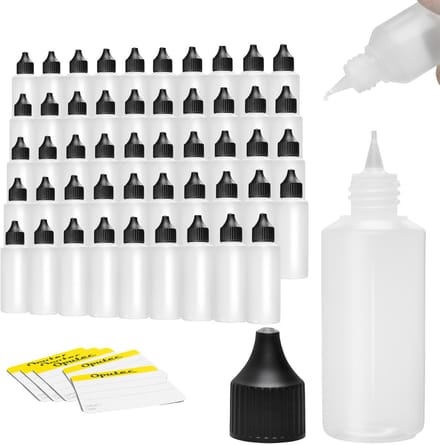Oputec 50x 100 ml druppelflessen – PE doseerflessen – levensmiddelveilig + etiketten