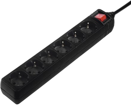 Hama Stekkerdoos met schakelaar - 6-voudig - 1,4m kabel - Zwart