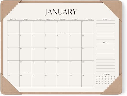 Bureaukalender 2025-2026 - Academische planner - Efficiënte planning - Bureaubeschermende mat - 22 x 17 inch - Abrikoos