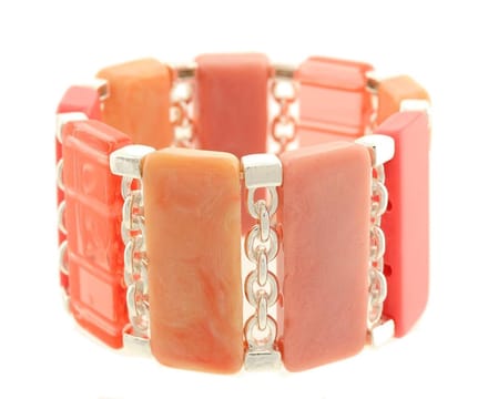Behave Dames armband elastisch zalm roze
