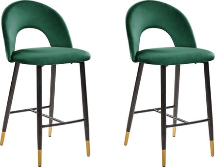 FALTON - Barkruk - Smaragdgroen - Fluweel