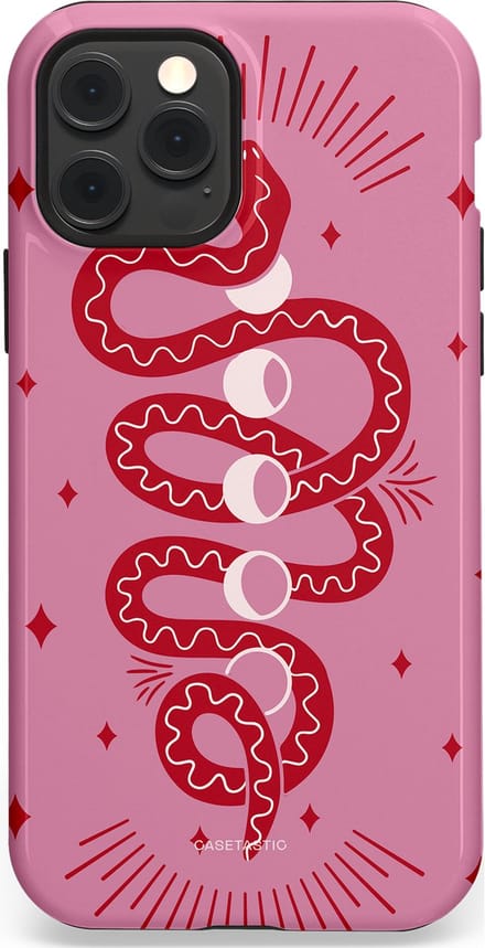 Casetastic hoesje geschikt voor Apple iPhone 12 / Apple iPhone 12 Pro - MagSafe - Dubbellaagse bescherming - Eclipseslang - Fashion Case - Lila Koraal
