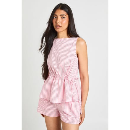 boohoo Dames Tall Gestreepte Boxer Runner Short Met Elastische Tailleband | Roze | Maat: 36