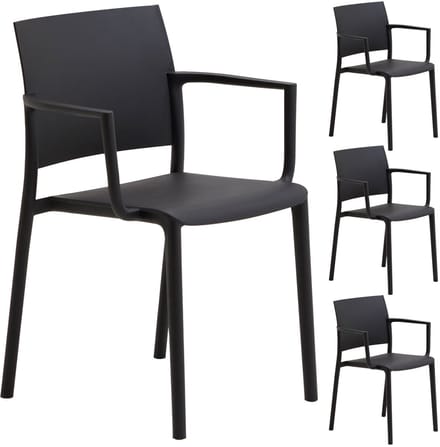 Tuinstoel TERRA, stapelbaar, set van 4 - Zwart