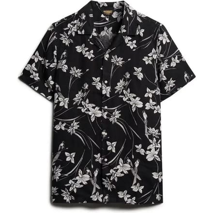 Superdry - Linnen overhemd met open kraag en print - Heren - Shirts
