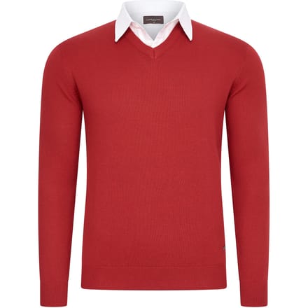 Cappuccino Italia - Heren Trui Pullover Mock - Rood - Maat M
