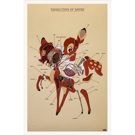 Nychos Dissection of Bambi - Anatomy Sheet Fine Kunstdruk patroon
