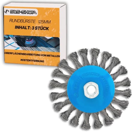 Ronde borstels 125 mm, M14 x 2 voor haakse slijpers - set van 3