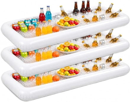 Opblaasbare Buffet Bar - Koelbar Serveertray - Feestjes Organiseren - Met Afvoerstop - 127 cm lang - Wit