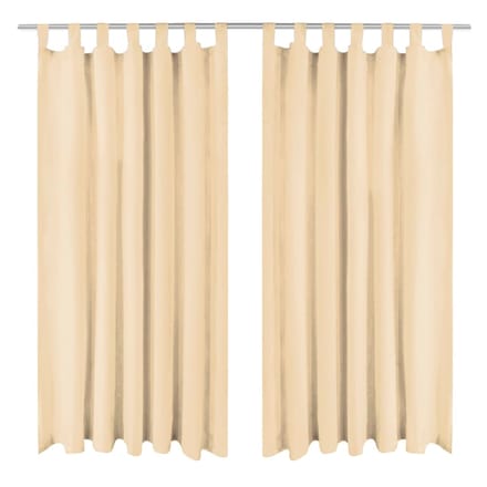 vidaXL Micro-satijnen gordijnen met lussen 140x225 cm beige 2 st