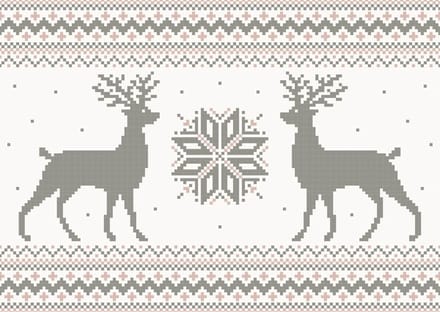 Kerst Placemat vinyl | Rendier roze / grijs | 6 stuks