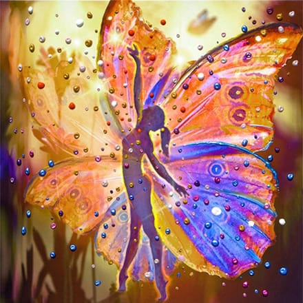 5D Doe-het-zelf Diamantschilderij Danseres Fee Diamant Borduurwerk Vlinder Afbeelding Decor Huis Cadeau 30X30CM blue