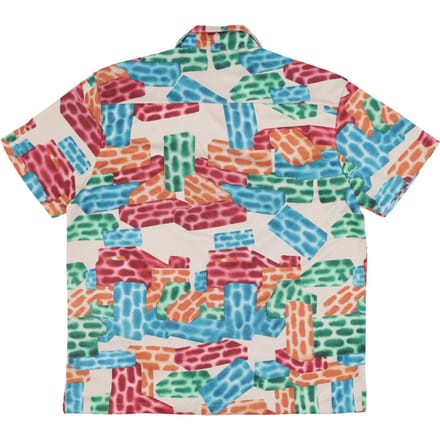 Herenoverhemd met korte mouwen, Building Block Mesh, Overhemd met knopen, Creme