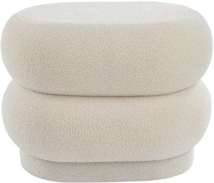 Vente-unique Poef in wit bouclé LECINIO L 60 cm x H 40 cm x D 46 cm