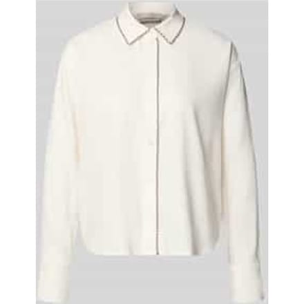 linnen blouse met siernaad en kentkraag