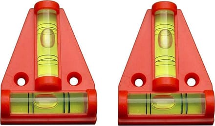DW4Trading Mini Stelwaterpas Driehoek - Caravan, Camper - T-type Kruis Waterpas - Set van 2 Stuks - Rood