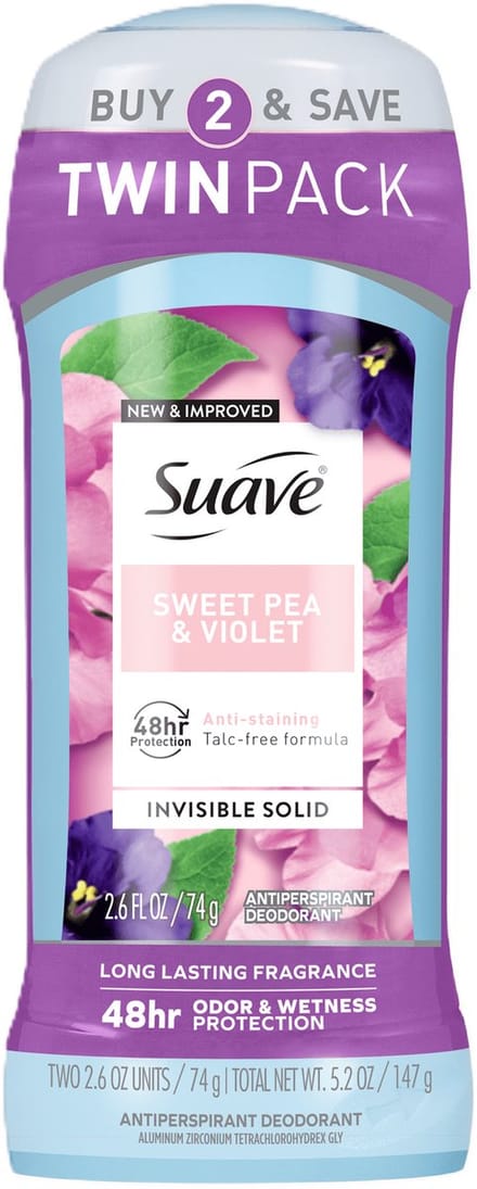 Suave - Antiperspirant Female Deodorant, 48hr Protection Sweet Pea & Violet