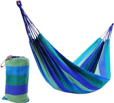 Canvas Hangmat - Buitenbed - Ontspannen Buiten - Heavy Duty Canvas - 2 Persoons - Blauw