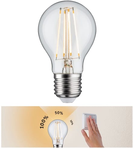 Filament 230 V 3-Step-Dim LED-gloeilamp E27 4x806lm 4x8W 2700K dimbaar Helder