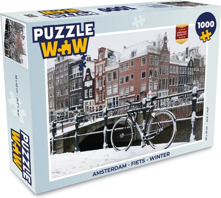 Puzzel Amsterdam - Fiets - Winter - Legpuzzel - Puzzel 1000 stukjes volwassenen