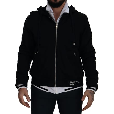 Dolce & Gabbana Zwarte Polyester Hooded Volledige Rits Herenjack