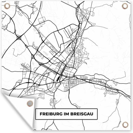 Tuindoek Freiburg im Breisgrau - Kaart - Stadskaart - Plattegrond - 100x100 cm