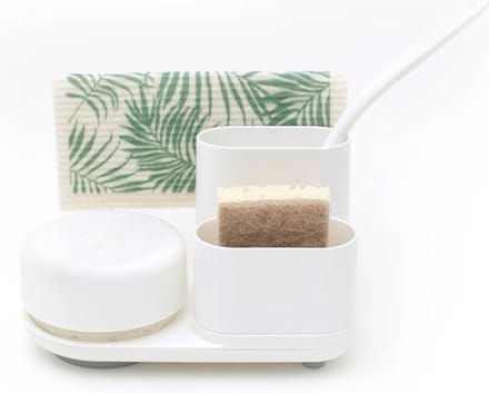 Bosign - Do-Dish™ Caddy PLUS - Wit - Afwasmiddelpomp en gootsteen organizer set - L 21,5 x B 12,5 x H 16 cm