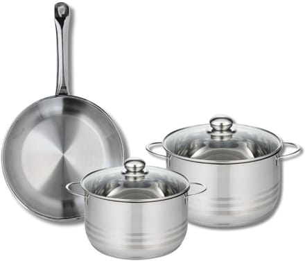 Set van 1 Koekenpan 28 cm en 2 kookpotten 20 en 24 cm Elo Profi Brillant