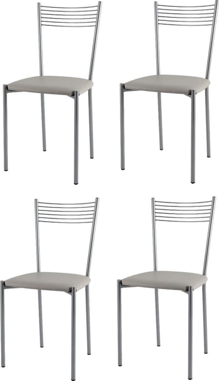 Tommychairs Elegance - Eetkamerstoelen - Set van 4 - Aluminium & Licht Grijs - Kunstleer